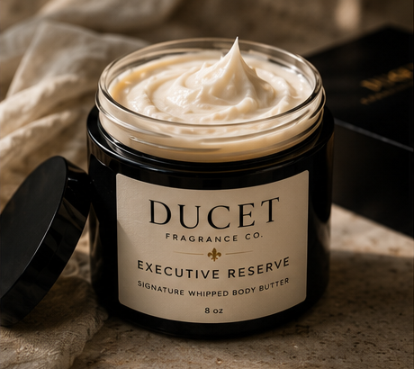 Premium matte-black Signature Whipped Body Butter jar